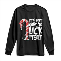 Funny Dirty Christmas Long Sleeve Shirt It's Not Going To Lick Itself Adult Humor Cringe Candy Cane - Wonder Print Shop