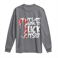 Funny Dirty Christmas Long Sleeve Shirt It's Not Going To Lick Itself Adult Humor Cringe Candy Cane - Wonder Print Shop