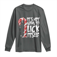 Funny Dirty Christmas Long Sleeve Shirt It's Not Going To Lick Itself Adult Humor Cringe Candy Cane - Wonder Print Shop