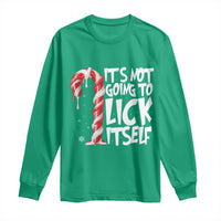 Funny Dirty Christmas Long Sleeve Shirt It's Not Going To Lick Itself Adult Humor Cringe Candy Cane - Wonder Print Shop