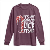 Funny Dirty Christmas Long Sleeve Shirt It's Not Going To Lick Itself Adult Humor Cringe Candy Cane - Wonder Print Shop