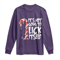 Funny Dirty Christmas Long Sleeve Shirt It's Not Going To Lick Itself Adult Humor Cringe Candy Cane - Wonder Print Shop