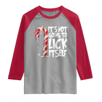 Funny Dirty Christmas Raglan Shirt It's Not Going To Lick Itself Adult Humor Cringe Candy Cane - Wonder Print Shop