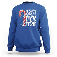 Funny Dirty Christmas Sweatshirt It's Not Going To Lick Itself Adult Humor Cringe Candy Cane - Wonder Print Shop