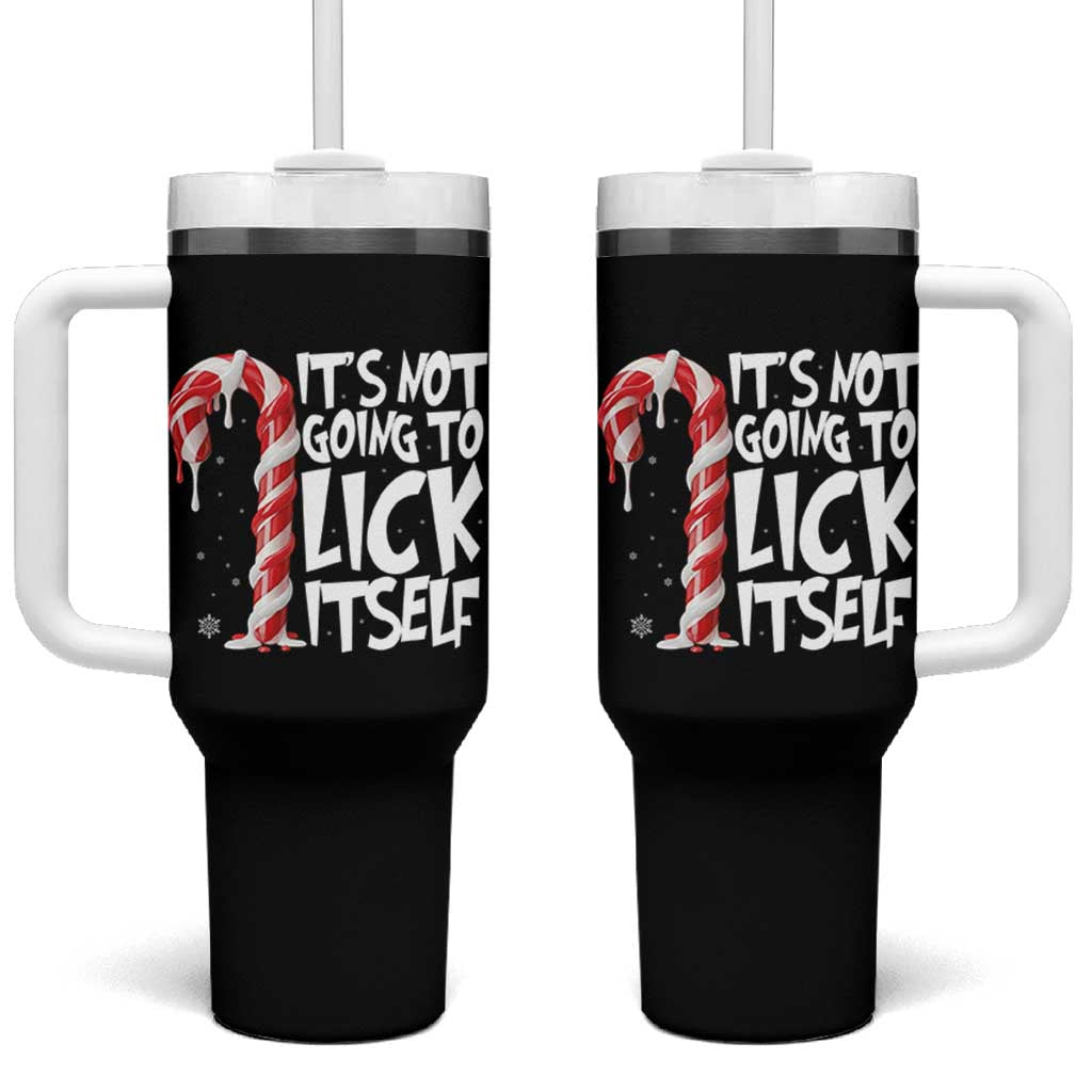 Funny Dirty Christmas Tumbler With Handle It's Not Going To Lick Itself Adult Humor Cringe Candy Cane - Wonder Print Shop