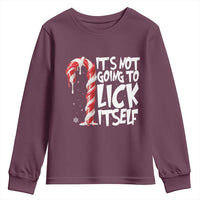 Funny Dirty Christmas Youth Sweatshirt It's Not Going To Lick Itself Adult Humor Cringe Candy Cane - Wonder Print Shop