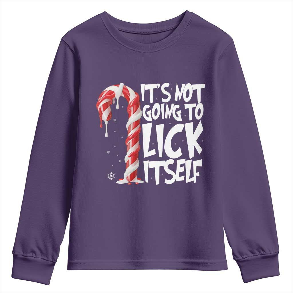 Funny Dirty Christmas Youth Sweatshirt It's Not Going To Lick Itself Adult Humor Cringe Candy Cane - Wonder Print Shop