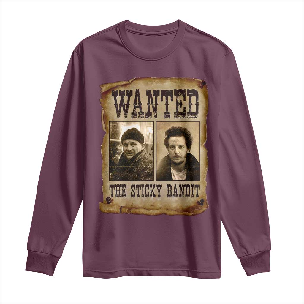 Funny Christmas Movie Long Sleeve Shirt Wanted Sticky Bandit Merry Xmas Ya Filthy Animal - Wonder Print Shop
