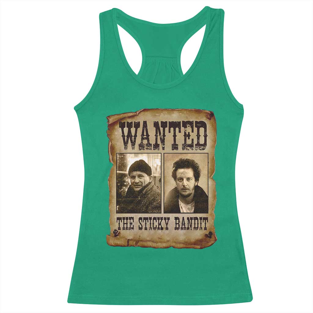 Funny Christmas Movie Racerback Tank Top Wanted Sticky Bandit Merry Xmas Ya Filthy Animal - Wonder Print Shop