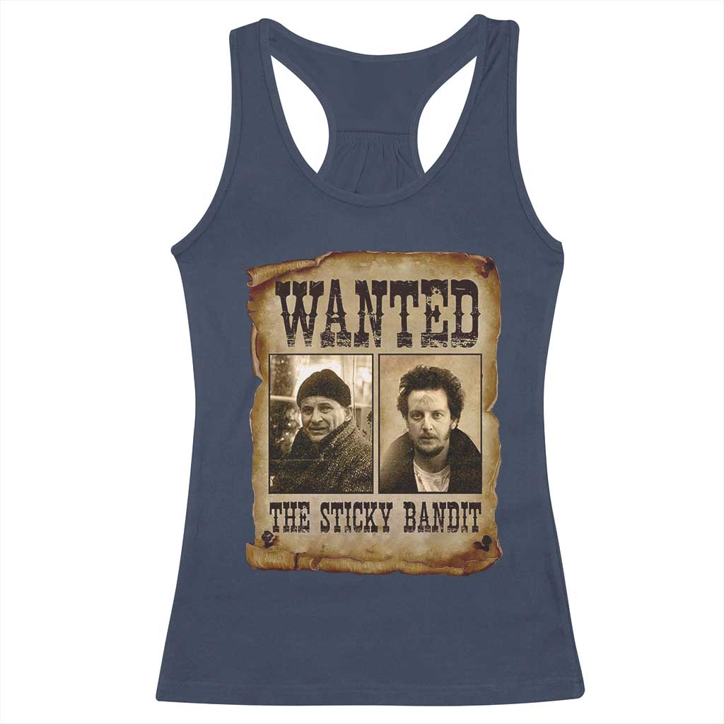 Funny Christmas Movie Racerback Tank Top Wanted Sticky Bandit Merry Xmas Ya Filthy Animal - Wonder Print Shop
