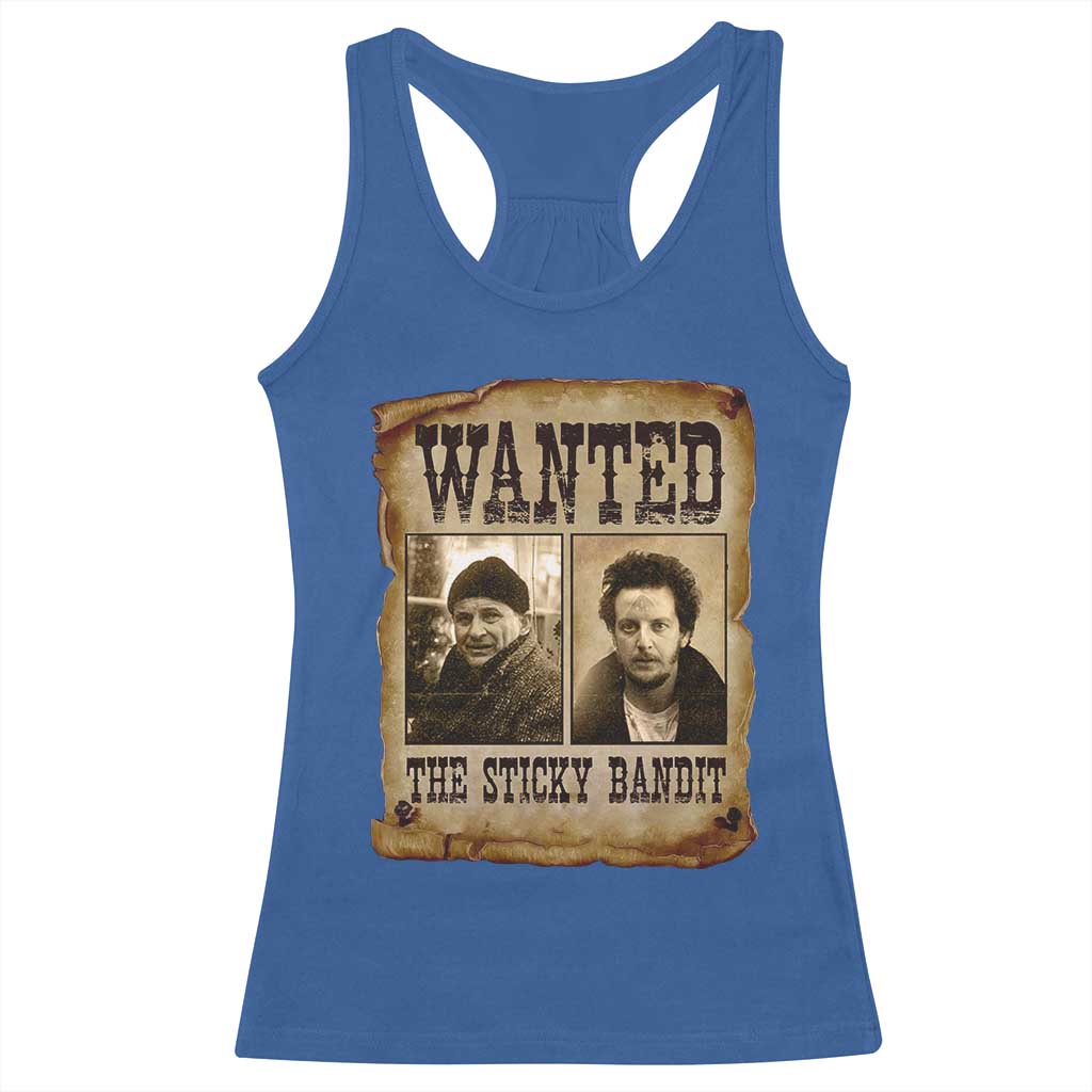 Funny Christmas Movie Racerback Tank Top Wanted Sticky Bandit Merry Xmas Ya Filthy Animal - Wonder Print Shop
