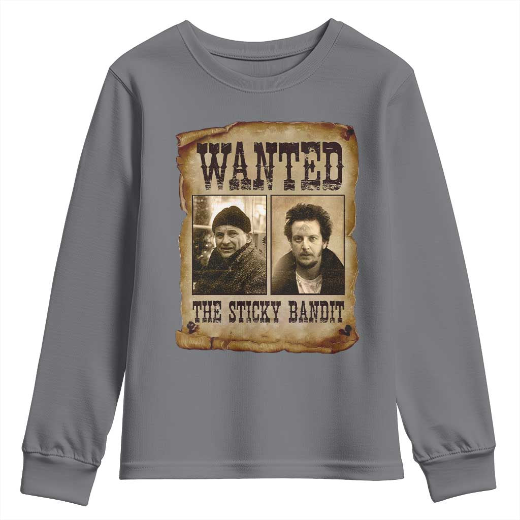 Funny Christmas Movie Youth Sweatshirt Wanted Sticky Bandit Merry Xmas Ya Filthy Animal - Wonder Print Shop