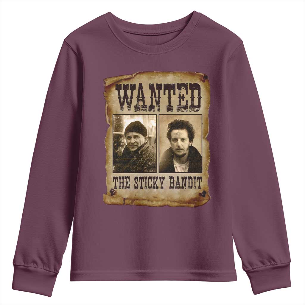 Funny Christmas Movie Youth Sweatshirt Wanted Sticky Bandit Merry Xmas Ya Filthy Animal - Wonder Print Shop