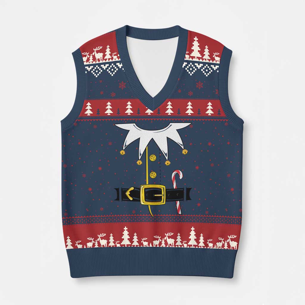 Christmas Elf Costume V-Neck Knit Sweater Vest Holiday Costume Funny Christmas Gift - Wonder Print Shop