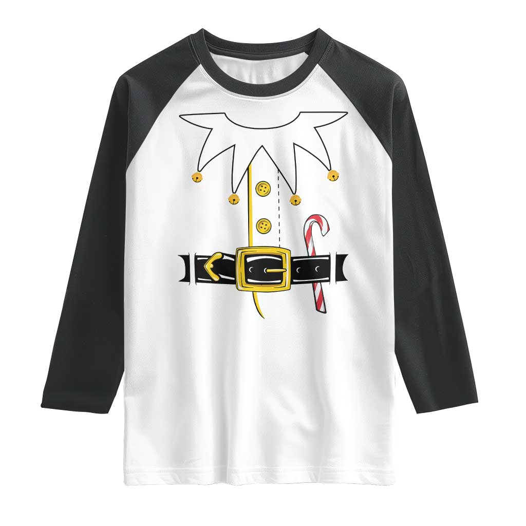 Christmas Elf Costume Raglan Shirt Holiday Costume Funny Christmas Gift - Wonder Print Shop