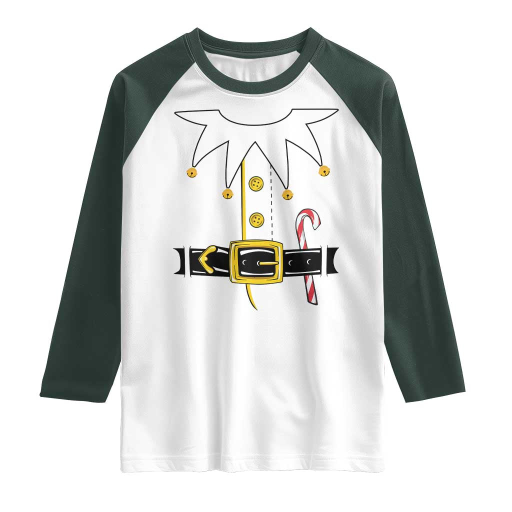 Christmas Elf Costume Raglan Shirt Holiday Costume Funny Christmas Gift - Wonder Print Shop