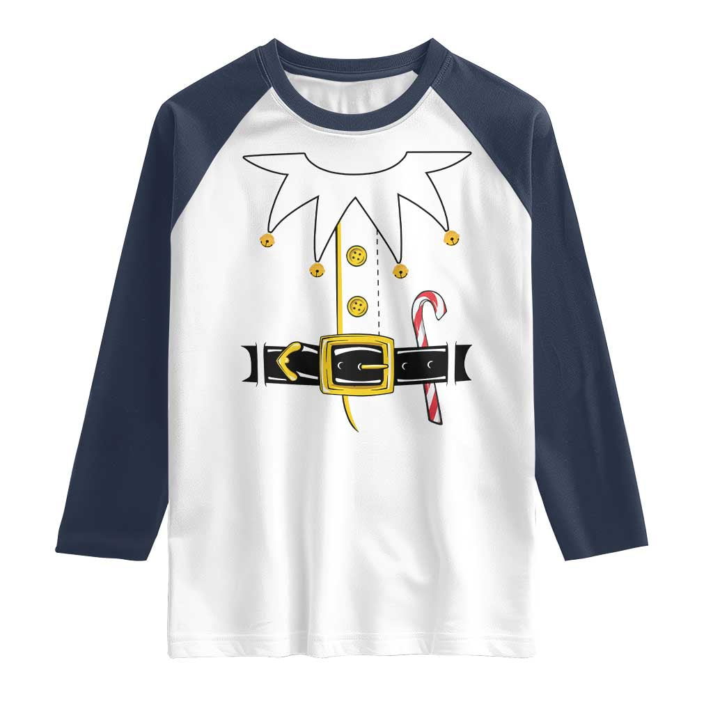 Christmas Elf Costume Raglan Shirt Holiday Costume Funny Christmas Gift - Wonder Print Shop