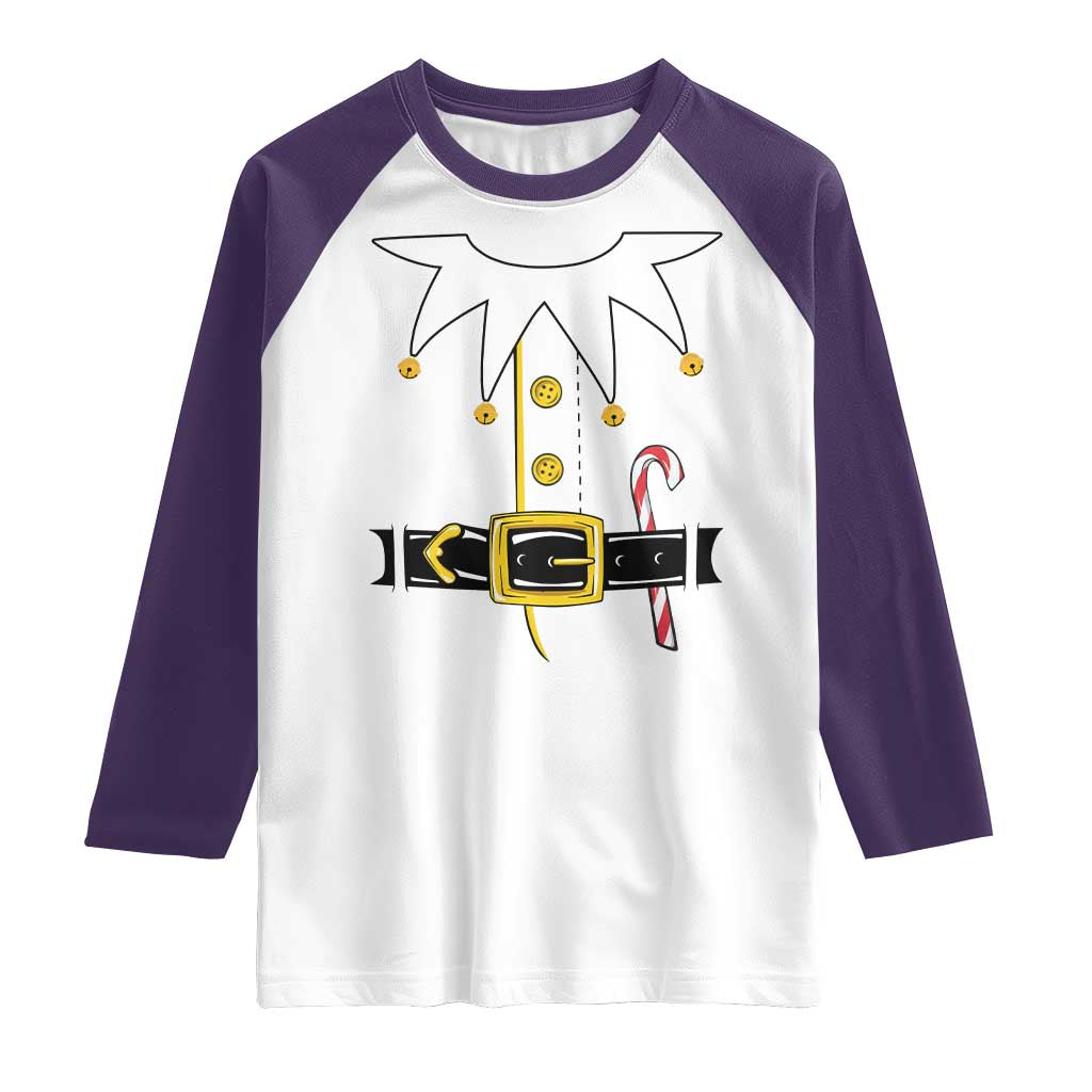 Christmas Elf Costume Raglan Shirt Holiday Costume Funny Christmas Gift - Wonder Print Shop