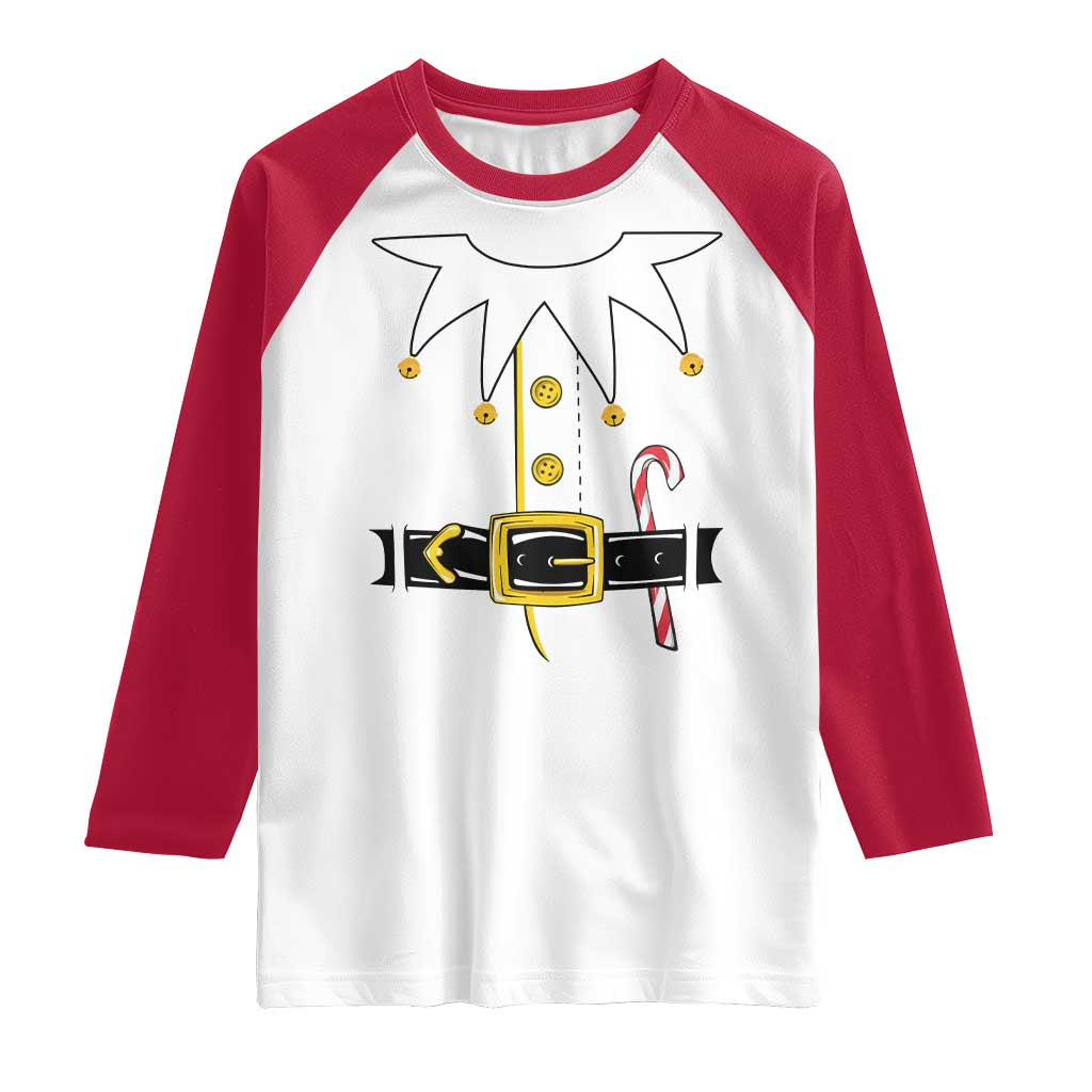 Christmas Elf Costume Raglan Shirt Holiday Costume Funny Christmas Gift - Wonder Print Shop