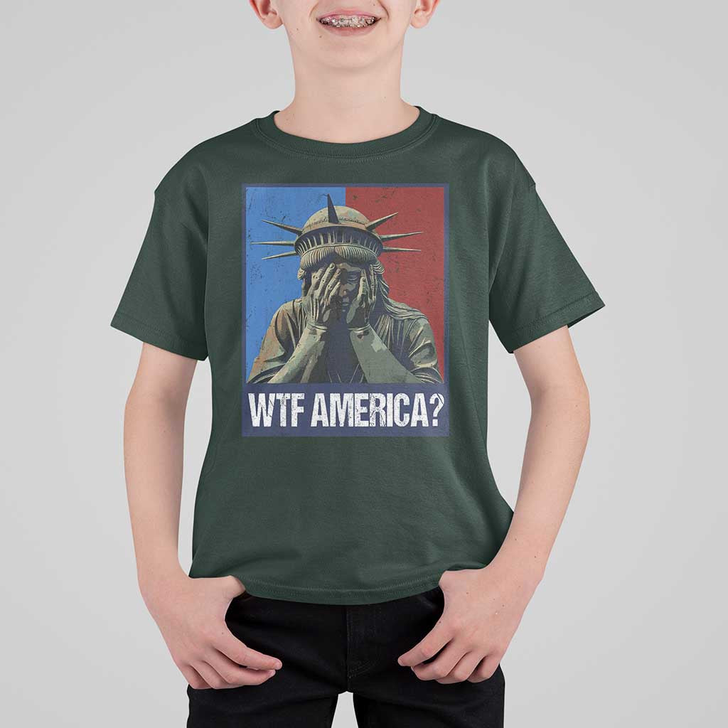 WTF America T Shirt For Kid Humor Statue of Liberty