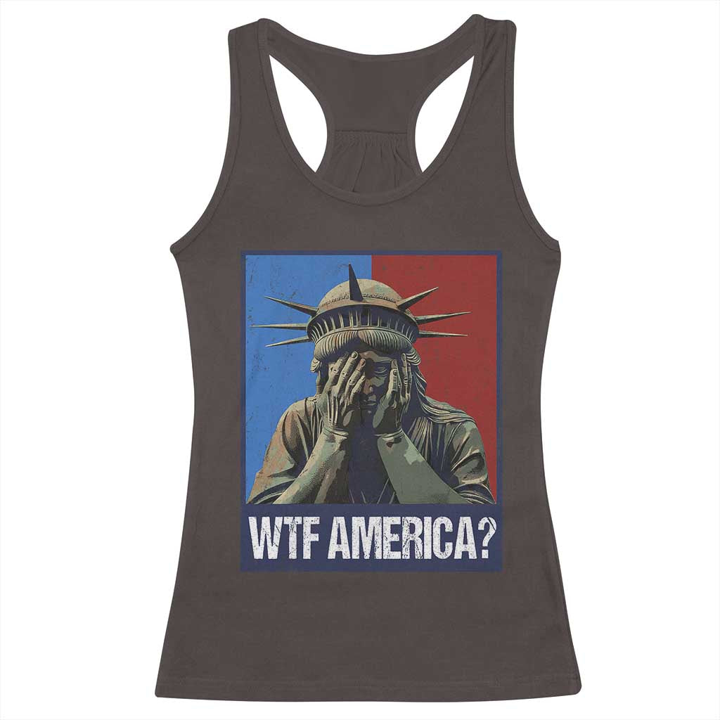 WTF America Racerback Tank Top Humor Statue of Liberty
