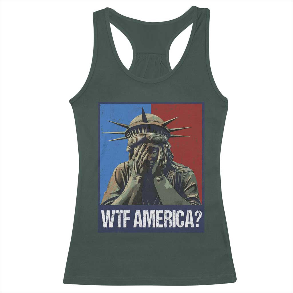 WTF America Racerback Tank Top Humor Statue of Liberty