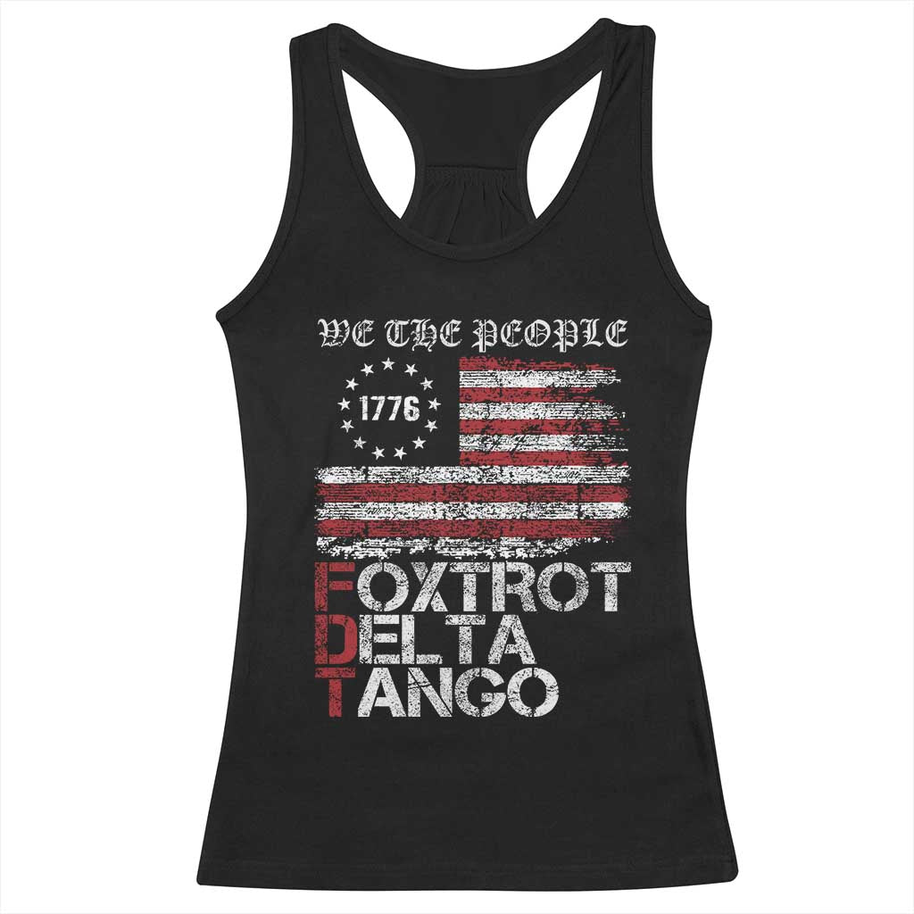 Foxtrots Delta Tangos Racerback Tank Top US Flag We The People