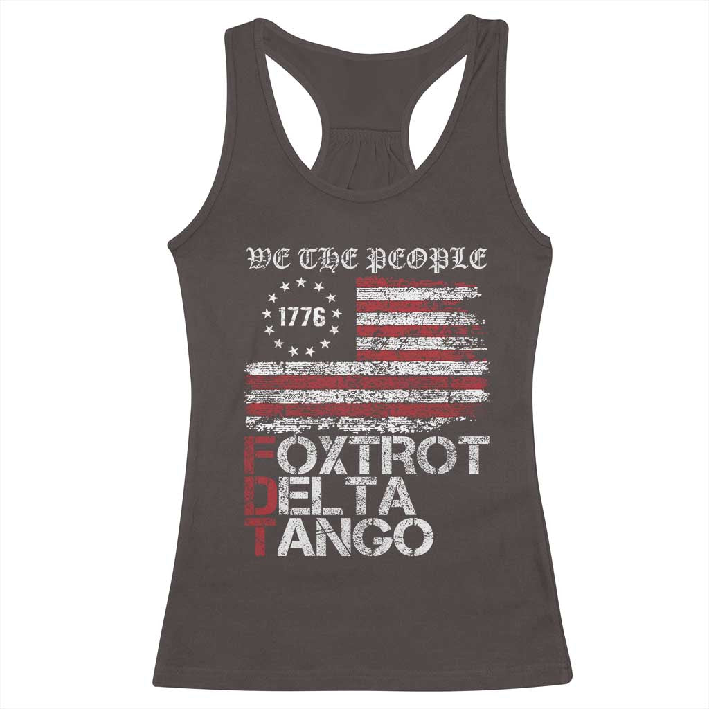 Foxtrots Delta Tangos Racerback Tank Top US Flag We The People