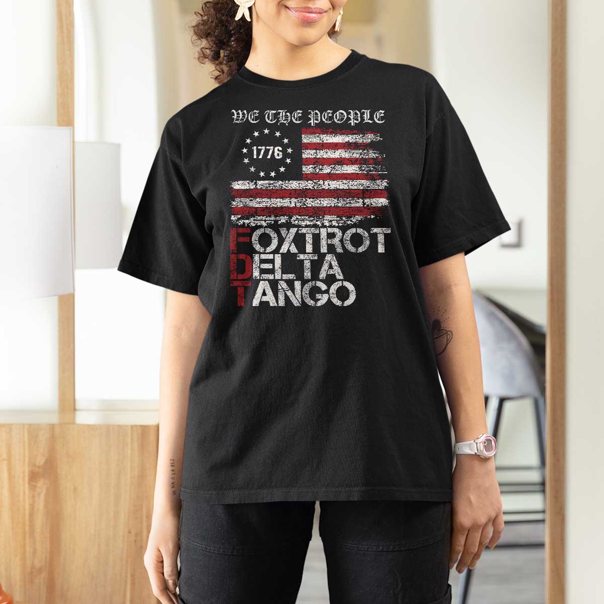 Foxtrots Delta Tangos T Shirt For Women US Flag We The People