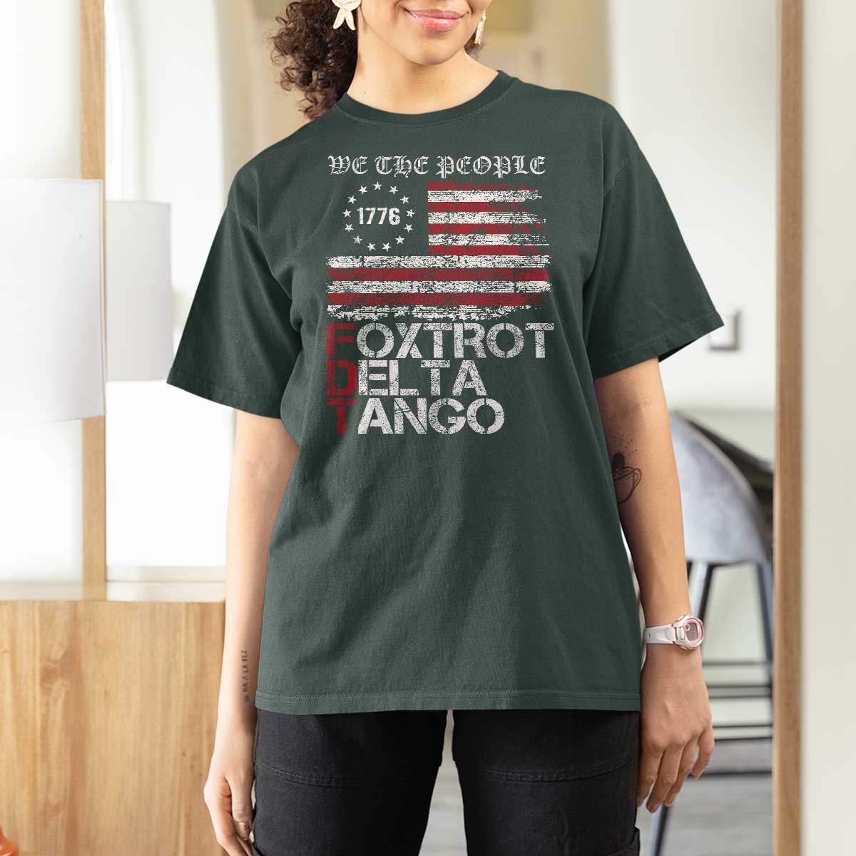 Foxtrots Delta Tangos T Shirt For Women US Flag We The People