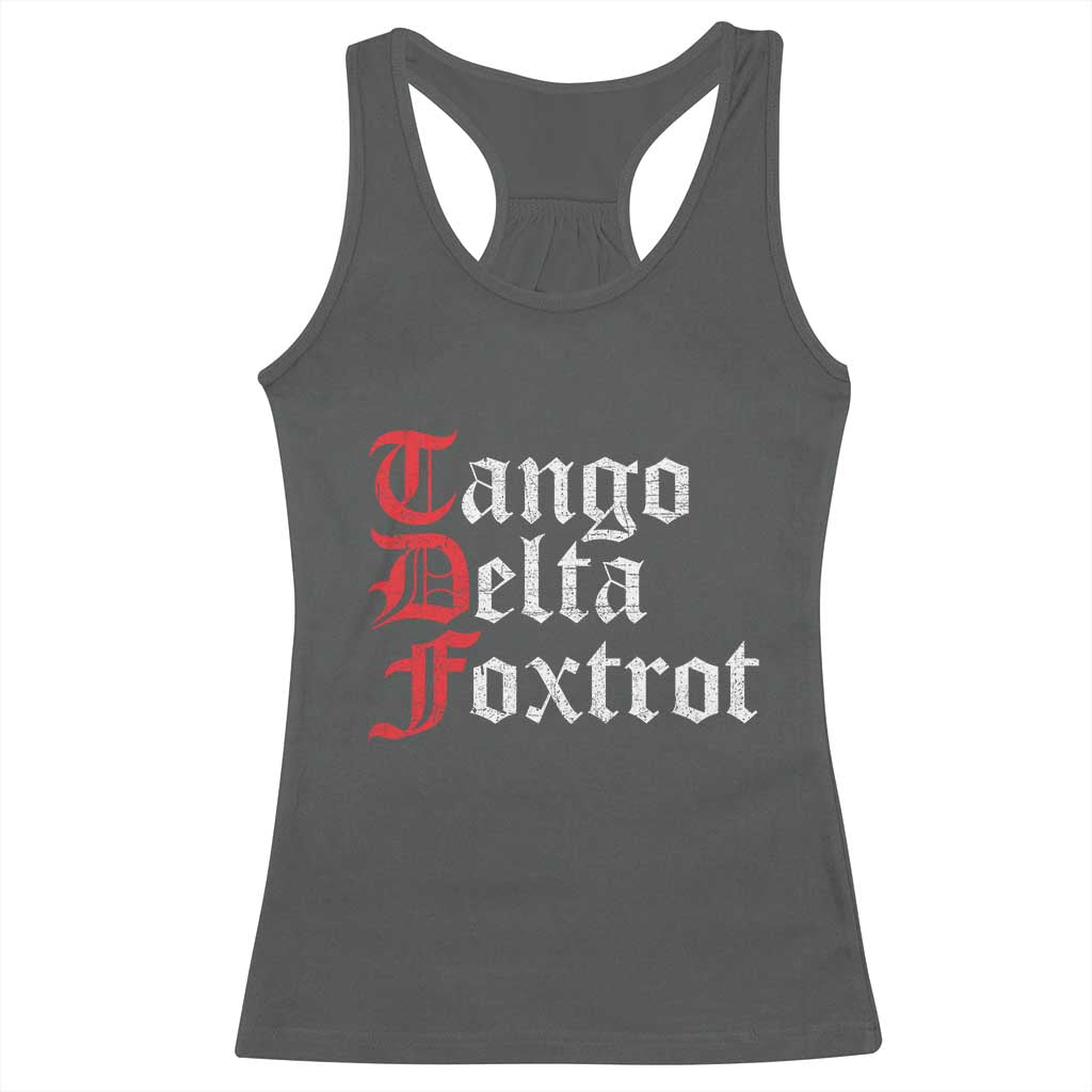 Funny Foxtrots Delta Tangos Racerback Tank Top
