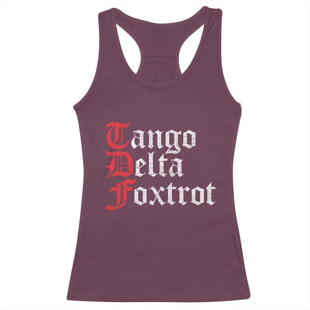 Funny Foxtrots Delta Tangos Racerback Tank Top