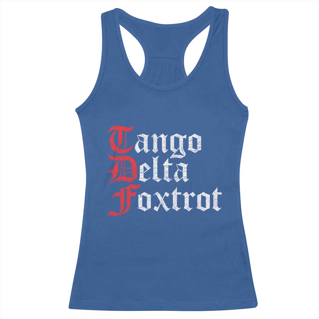 Funny Foxtrots Delta Tangos Racerback Tank Top