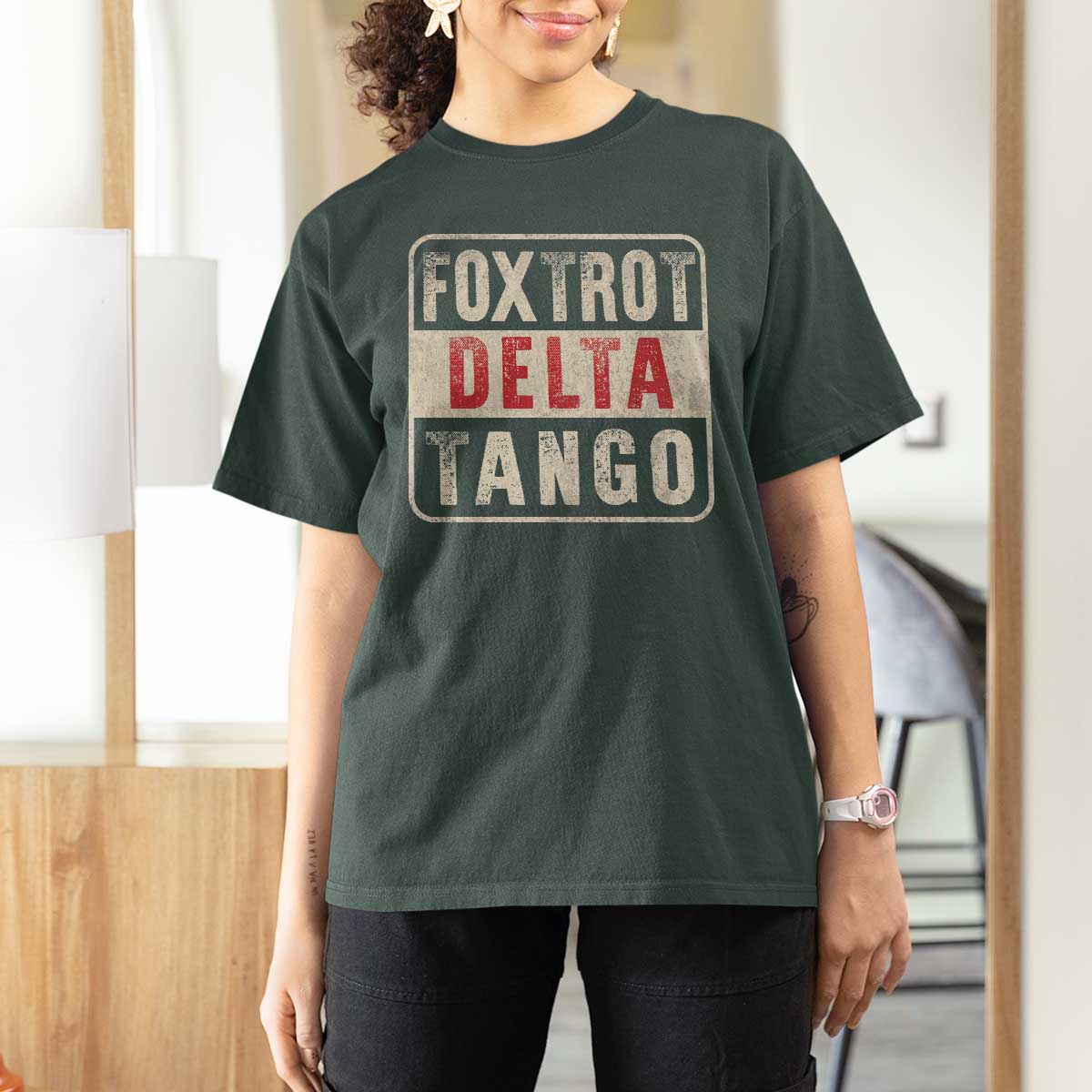 Subtle FDT T Shirt For Women Foxtrots Delta Tangos