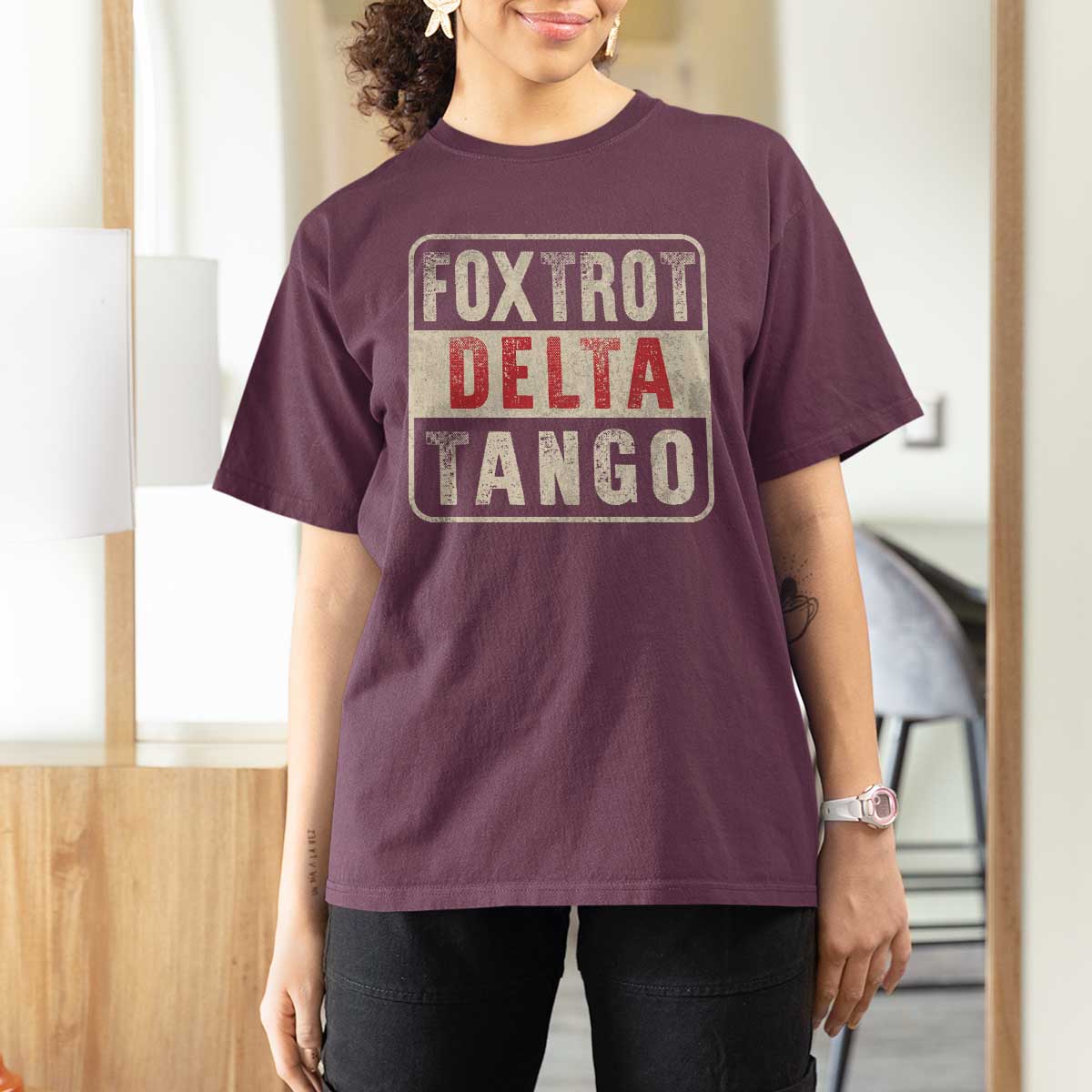 Subtle FDT T Shirt For Women Foxtrots Delta Tangos