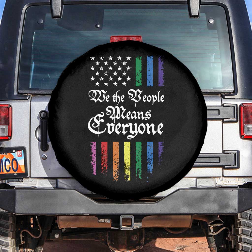 We The People Means Everyone Spare Tire Cover LGBTQ Rainbow USA Flag Gay Pride LGBT Ally