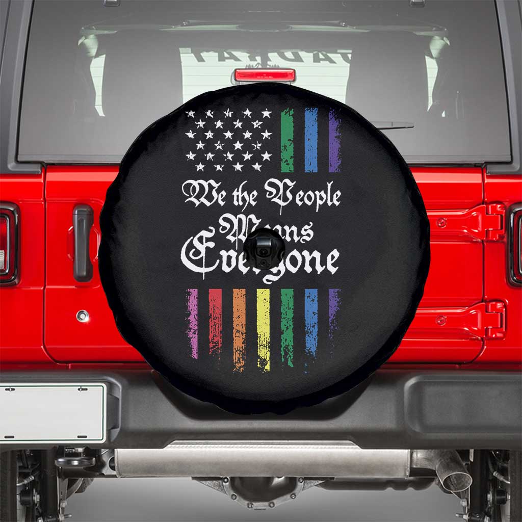 We The People Means Everyone Spare Tire Cover LGBTQ Rainbow USA Flag Gay Pride LGBT Ally