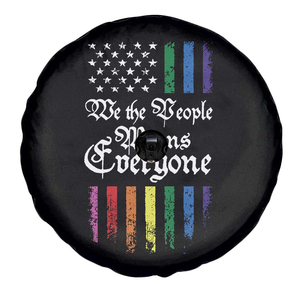 We The People Means Everyone Spare Tire Cover LGBTQ Rainbow USA Flag Gay Pride LGBT Ally