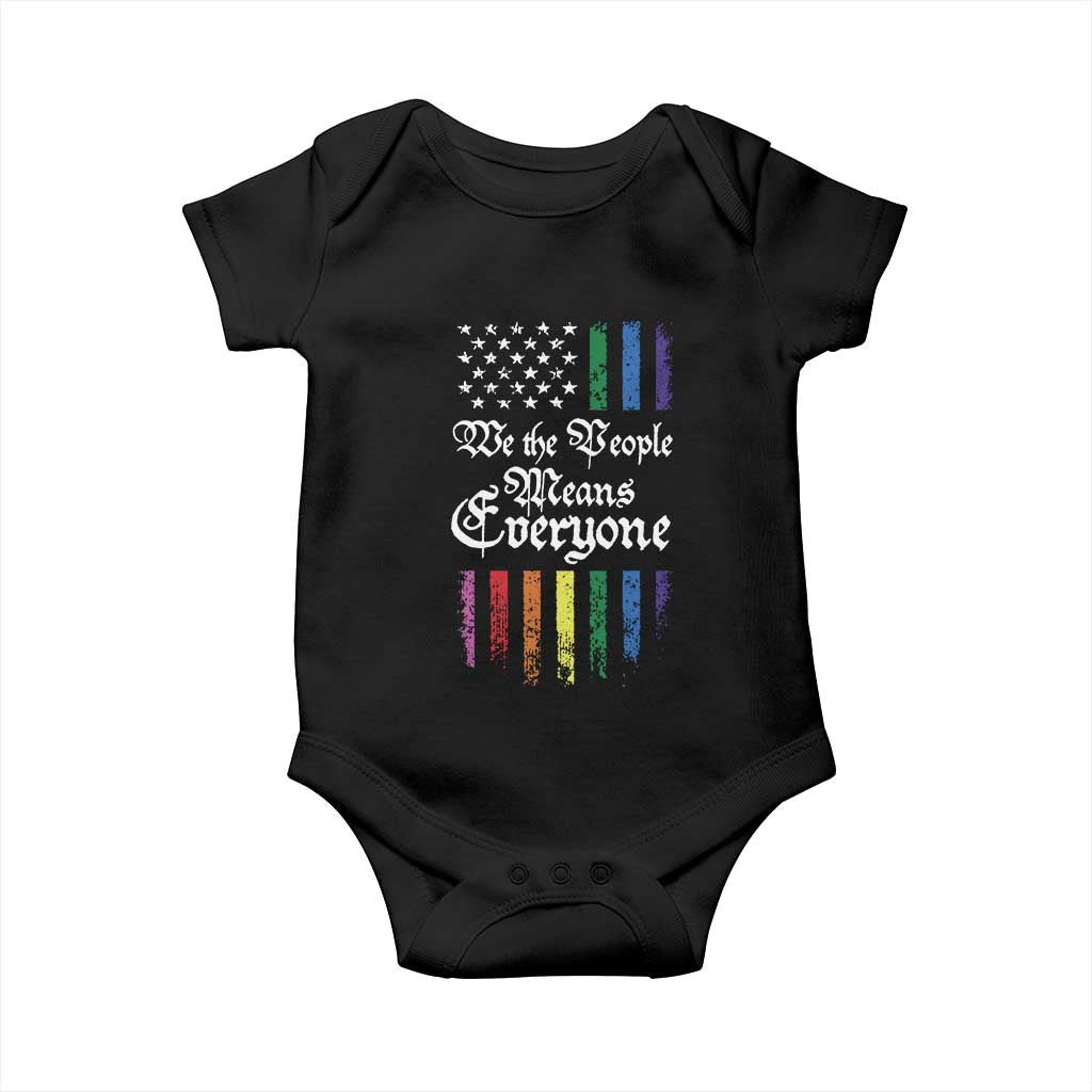 We The People Means Everyone Baby Onesie LGBTQ Rainbow USA Flag Gay Pride LGBT Ally