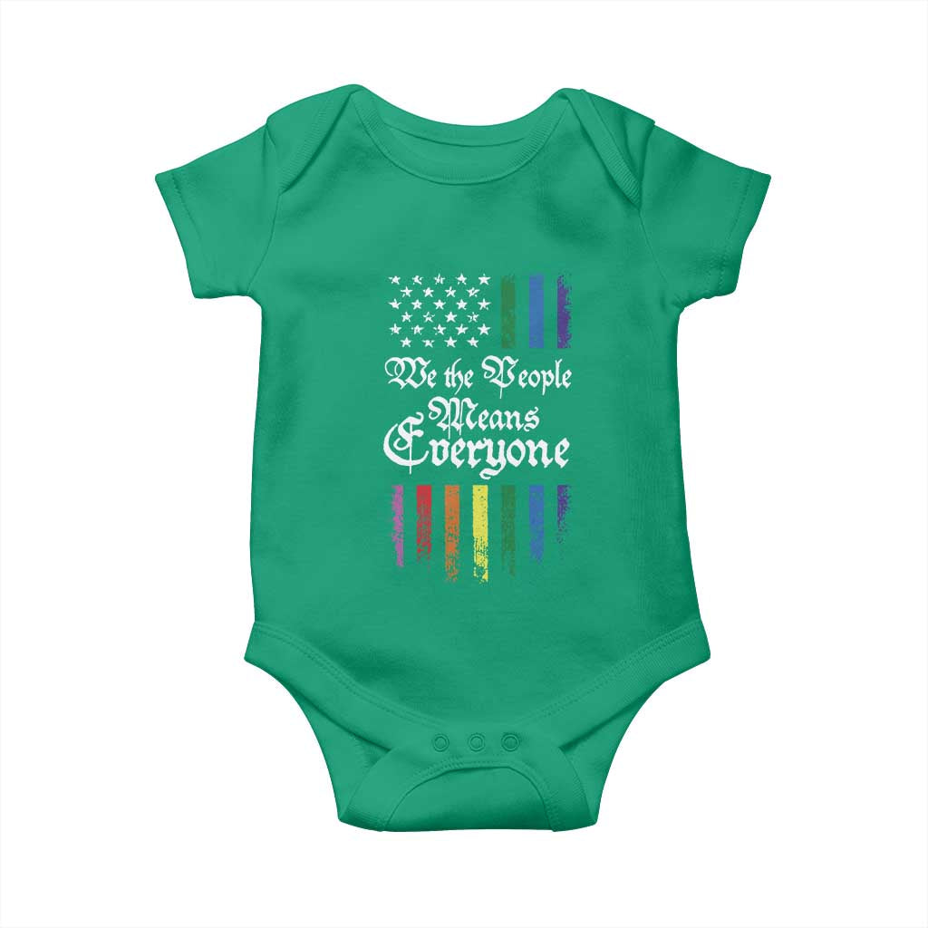 We The People Means Everyone Baby Onesie LGBTQ Rainbow USA Flag Gay Pride LGBT Ally