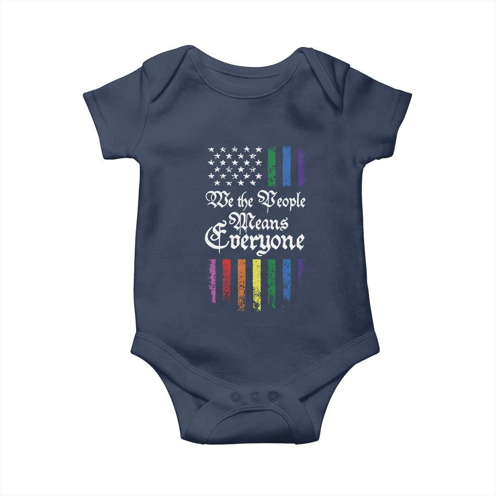 We The People Means Everyone Baby Onesie LGBTQ Rainbow USA Flag Gay Pride LGBT Ally