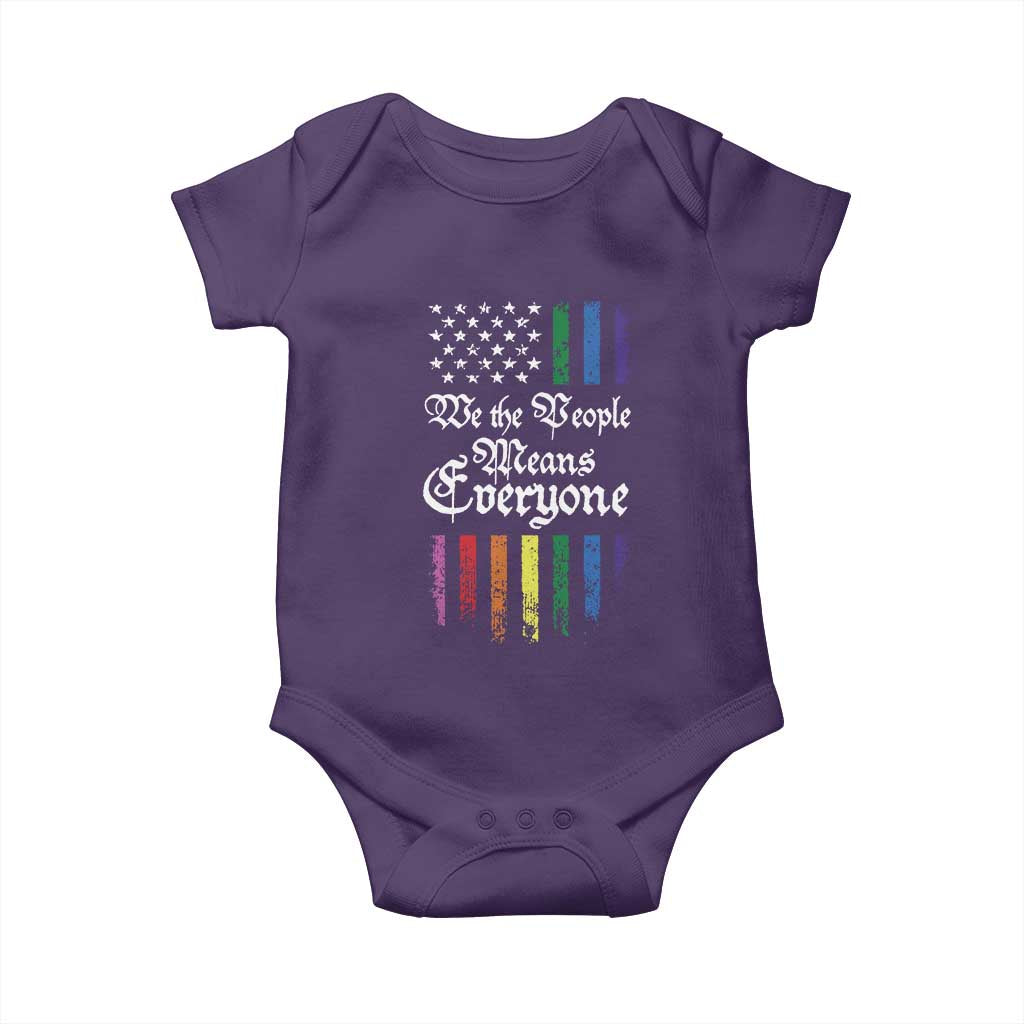 We The People Means Everyone Baby Onesie LGBTQ Rainbow USA Flag Gay Pride LGBT Ally
