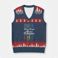 We The People Means Everyone V-Neck Knit Sweater Vest LGBTQ Rainbow USA Flag Gay Pride LGBT Ally