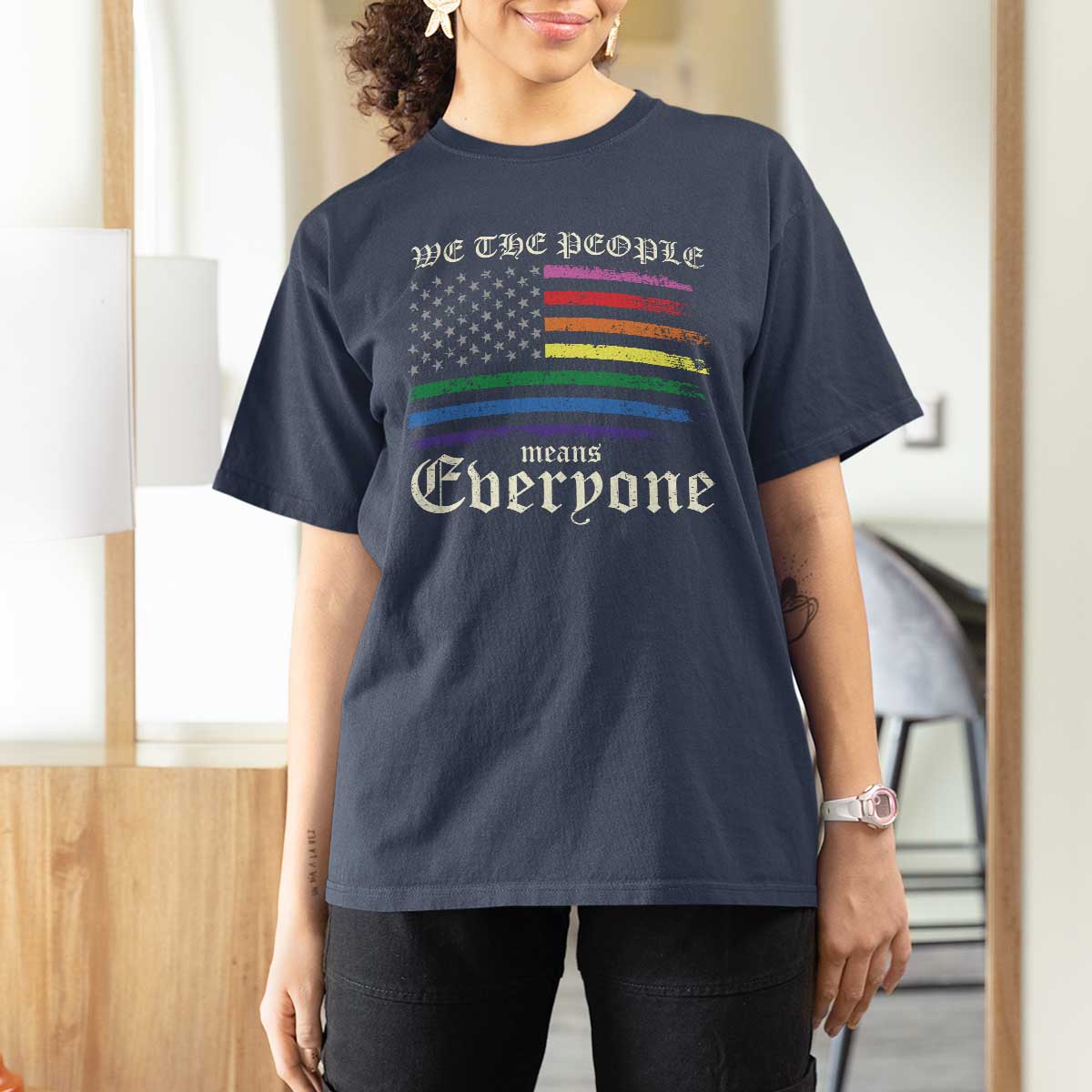 We The People Means Everyone Lgbt Equality T Shirt For Women USA LGBTQ Pride Flag