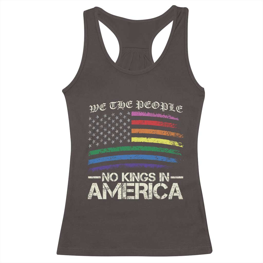 No Kings In America Racerback Tank Top We The People USA LGBTQ Pride Flag