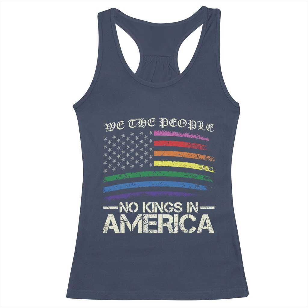 No Kings In America Racerback Tank Top We The People USA LGBTQ Pride Flag
