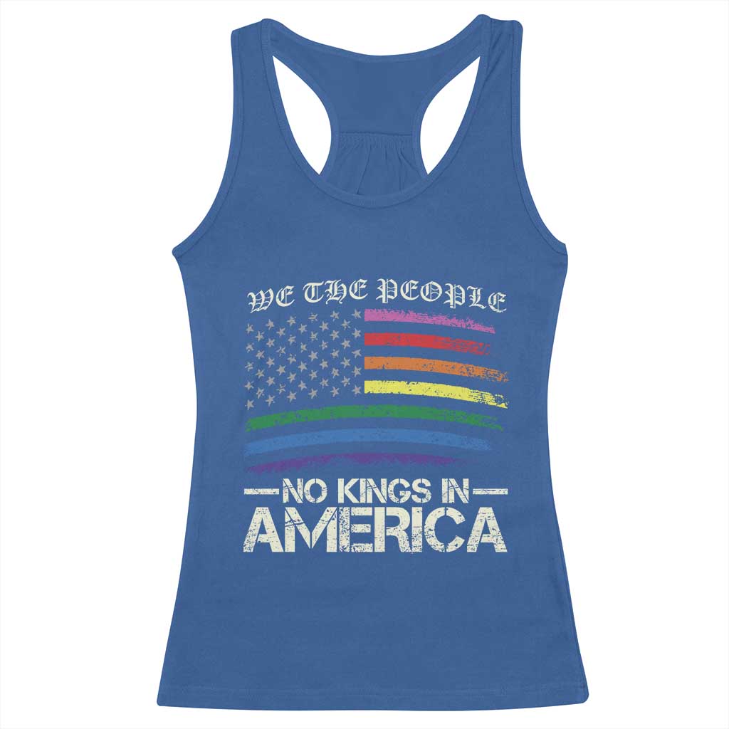 No Kings In America Racerback Tank Top We The People USA LGBTQ Pride Flag