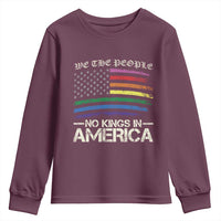 No Kings In America Youth Sweatshirt We The People USA LGBTQ Pride Flag