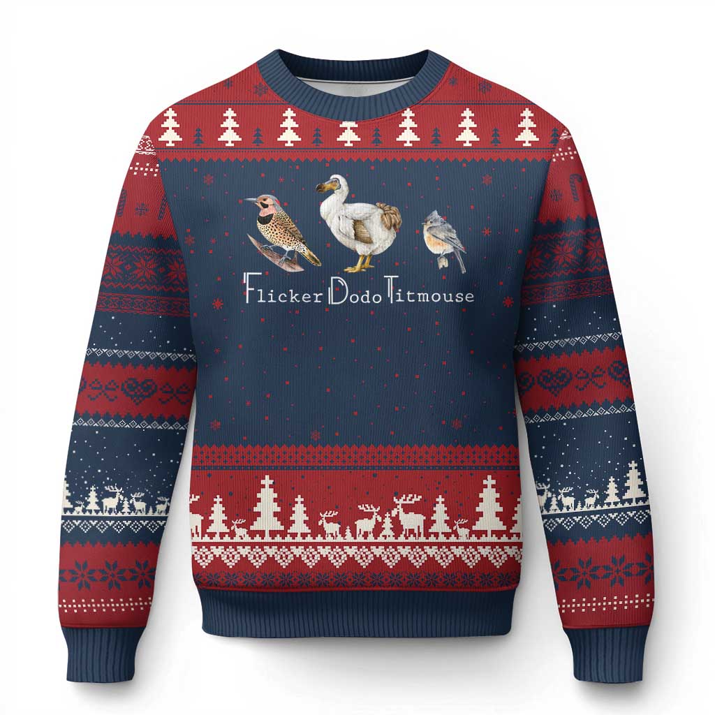 Subtle FDT Ugly Christmas Sweater Flicker Dodo Titmouse Bird - Wonder Print Shop