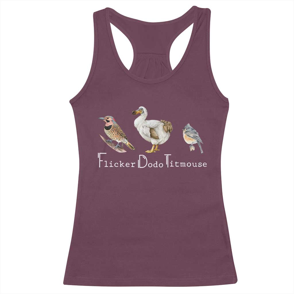 Subtle FDT Racerback Tank Top Flicker Dodo Titmouse Bird